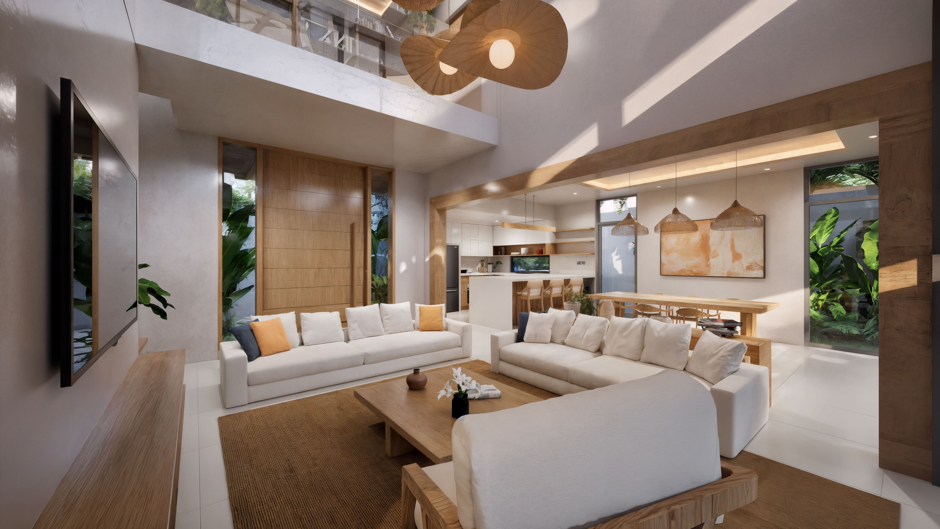 Living room and open kitchen